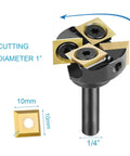 Two Plus Two Wings Spoilboard Surfacing Router Bit With ATS Coating Half Inch Shank Two Inch Cutting Diameter Heavy Duty Multi Material Universal For Wood Slab Hand And CNC Router.