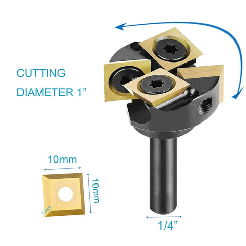 Two Plus Two Wings Spoilboard Surfacing Router Bit With ATS Coating Half Inch Shank Two Inch Cutting Diameter Heavy Duty Multi Material Universal For Wood Slab Hand And CNC Router.