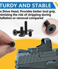 8 Piece Bulletproof Nuclear Strength Red Dot Screw Set And Top Tier Optic Mount Kit For Holosun Trijicon RMR SRO Compatible With Glock Slides with hex drive screws and optic on handgun