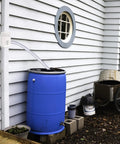 Downspout Diverter for 2x3 Standard Gutters Fits 2x3 Downspouts, Collect Rainwater Into Your Rain Barrel, Eco Friendly Garden Watering System, No Fuss Install, Maximize Harvested Rain And Cut Water Bills, white diverter on downspout filling blue rain barrel