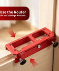 Heavy Duty Door Hinge Jig For Router Rock Solid 6061 Aluminum adjustable mortise template for precise hinge cutouts.