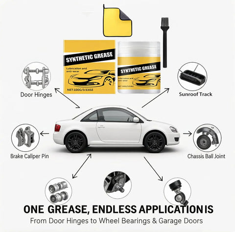 Heavy Duty Synthetic Grease Real Deal Formula Smooth As Butter Handles Extreme Heat Zero Squeaks For Door Hinges Bearings Gears Waterproof High Temp Lubricant Professional Grade used on various car parts.