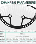 Folding Bike Crankset 170mm 130 BCD Aluminum Alloy Ultralight Chainring Sprocket 45T 47T 53T 56T 58T specifications chart