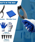 8.3 Inch Heavy Duty Spanner Wrench With Handle For Removing Hydraulic Cylinder Glands Under Five Inches Adjustable Gland Nut Wrench Includes Five Thirty Second Inch Pin One Quarter Inch Pin And Five Sixteenth Inch Pins Gloves And Towel
