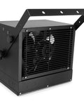 Top Shelf 7500 Watt Hardwired Garage Heater With Smart Remote And Smooth Vertical Horizontal Airflow Matte Black Finish showing front view and fan.