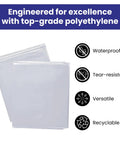 2 Pack Heavy Duty Plastic Drop Cloth 9x12 Feet Waterproof Clear Tarp For Painting And Furniture Protection Floor Covering shown folded