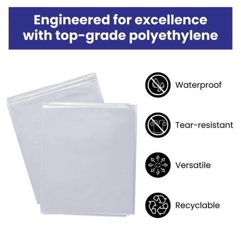 2 Pack Heavy Duty Plastic Drop Cloth 9x12 Feet Waterproof Clear Tarp For Painting And Furniture Protection Floor Covering shown folded