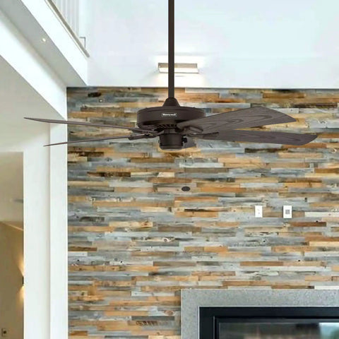 Belmar 52 Inch Ceiling Fan Without Light For Indoor Or Outdoor Use With Pull Chain Tri Mount Traditional 5 Blade Bronze ETL Wet Rated