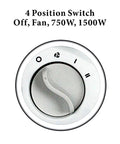 4 position switch on Portable 2 Speed Space Heater With Thermostat And Safety Cutoff 750 And 1500 Watt Heat Fan Only