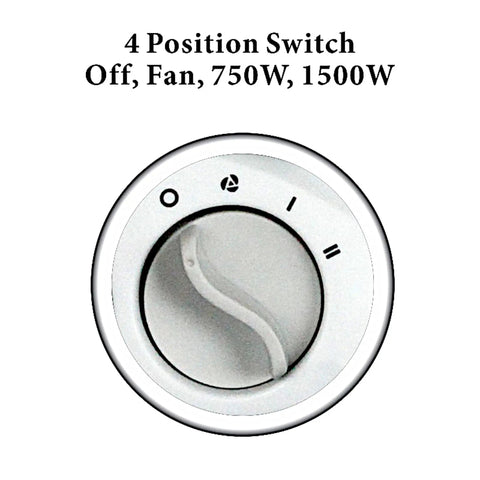 4 position switch on Portable 2 Speed Space Heater With Thermostat And Safety Cutoff 750 And 1500 Watt Heat Fan Only