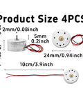 4 Pack Mini DC Motors 3.7V 8500RPM High Speed Electric Motor Kit dimensions with 10cm leads and side view details