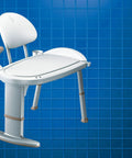 Tub Transfer Bench Shower Chair for Elderly and Disabled with Non Slip Surface and Adjustable Height in Blue Tiled Setting
