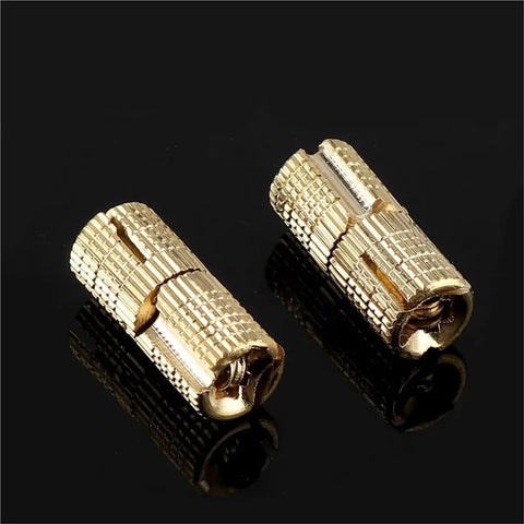 Two Eight Pack Cabinet Barrel Hinges Eight Millimeter Brass Look Invisible Hinges With Screws For Full 180 Degree Door Swing Copper Color