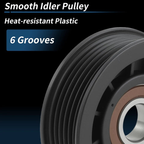 High-Quality Serpentine Belt Idler Pulley For Mercruiser 4.3L 5.0L 5.7L 6.2L Motors detailed view showing six grooves.