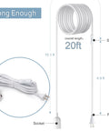 20 Foot UL Approved Hanging Lantern Extension Cord With On Off Switch For E26 E27 Socket 360W Paper Lantern Pendant Light Cable in white