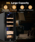 35L Temperature And Humidity Controlled Cooler Cabinet With Spanish Cedar Shelves And Safety Lock, 300 Count Capacity