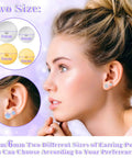 600 Piece Stainless Steel Earring Post And Back Set For Do It Yourself Jewelry Making Dope Hypoallergenic Silver And Gold Posts With Rubber Backs Includes 4mm And 6mm Posts And 200 Backs, shown worn by a model and in detail.