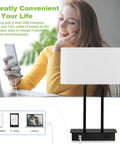 Bedside Touch Control Table Lamp With Dual USB Ports And AC Outlet, 3 Way Dimmable Modern Nightstand Light With White Fabric Shade