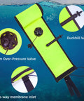 DSMB Kit For Scuba Diving With Five Foot Tube And Ninety Eight Foot Reel Marker Buoy, highlighting valves and features.
