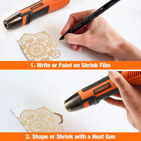 Mini Heat Gun for Crafts and DIY Projects, 350W Hot Air Gun Reaching 662 Fahrenheit with Reflector Nozzle, used on shrink film