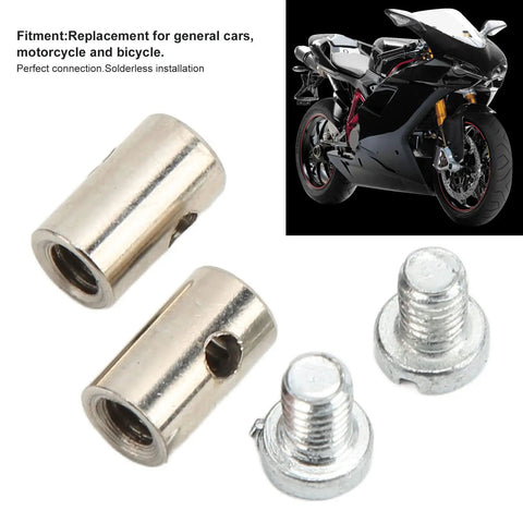 DIY Ready Solderless Cable Stop Assortment 6mm 0.2in Universal Metal Nipples For Brake Lines Throttle Cables And Choke Ends Easy Install Firm Connection For Cars And Motorcycles; metal nipples and screws