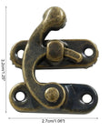 Close-up of 60 Pcs Mini Swing Arm Clasp Latches Kit, small box hinges for jewelry boxes, antique brass plated, spring locking mechanism.