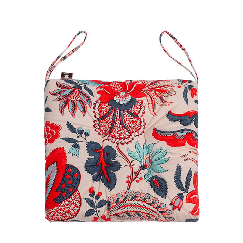 2 Pack Outdoor Indoor Wicker Patio Seat Cushions With Ties For Dining Chairs 17 X 17 Inches Blue And Red Leaves Soft Polyester Washable Cushion Pad Perfect For Patio Or Garden Chairs In Any Season