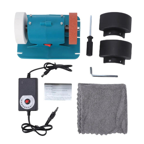 Sick Mini Bench Grinder Hitting 6000 Rpm With Dual 36 And 60 Grit Wheels showing various components including grinding wheels and controls.