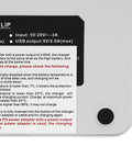 Close-up of the back of Two Way Dual Battery Charger Hub for Drones, 60W Fast Charging Station with LED Indicator and text details