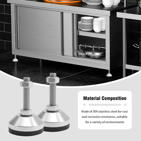 Adjustable Feet Levelers 2.36 Inch Base With M12 Thread Beefy Built Bracket 5280Lb, stainless steel, cabinet use