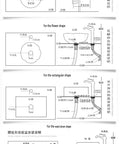 Blue Ceramic Vessel Sink installation guide for bowl, flower, rectangular, and waist drum shapes.