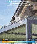 Battery Powered Outdoor Security Camera With Spotlight 1080p HD Color Night Vision mounted on a rainy porch, showing IP65 weatherproof design.