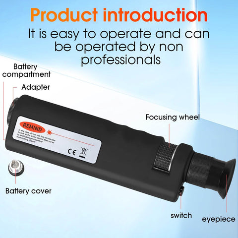 Fiber Optic Inspection Microscope With 2.5mm And 1.25mm Adapters showing battery compartment and focusing wheel