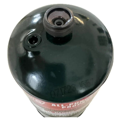 Top view of Pre Filled 1 Lb Propane Cylinders Six Pack For Camping And Outdoorsy Adventures Durable Steel Build Green Color