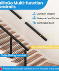 Four Foot 304 Stainless Steel Handrail With Durable Nylon End Caps For Sleek Cable Railing On Decks And Patio Stairs built tough on wooden stairs.