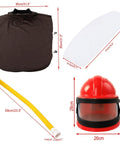 Air Supplied Sandblast Helmet With Adjustable Fit For Comfort, Anti Scratch Ultra Thin Double PVC Lens, ABS hood. Red and yellow components shown.