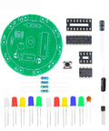 Two Pack Soldering Practice Kit With CD4017 And NE555 Chips For Lucky Wheel LED Light Projects components displayed.