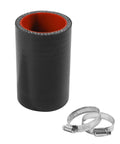 Heavy Duty Universal Straight Silicone Hose Coupler With Two Secure Metal Clamps for Car Radiator and Intake Pipes, black with red interior.