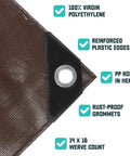Close-up of Heavy Duty 16 Mil Tarp Cover That Stands Up To Weather Waterproof And UV Resistant Poly Tarpaulin With Reinforced Edges