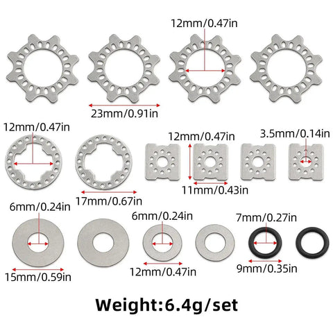 ARRMA Universal Differential Gear W218 Metal Upgrade For Kraton V5 1 By 8 BigRock Mojave EXB 1 By 7 RC Cars Gearset, parts layout with sizes