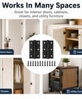 2.5 Inch Matte Black Door Hinges 6 Pack With Solid Steel Build, Square Corner, Built To Last Butt Hinge for Interiors