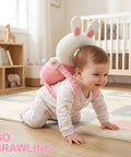 Toddler wearing the Toddler Head Protection Backpack With Adjustable Straps, Breathable Shock Absorbing Cushion For Falls.