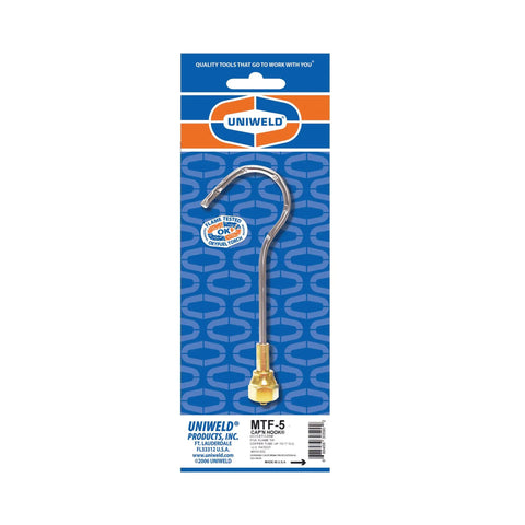Cap N Hook Five Flame Brazing Tip For Copper Tubing Up To 1 Inch, Stainless Steel Hook Tip Built Tough in packaging front view