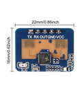 Top view of LD2410C Human Presence Radar Module 24GHz Millimeter Wave Sensor with UART and GPIO, blue circuit board and dimensions shown.
