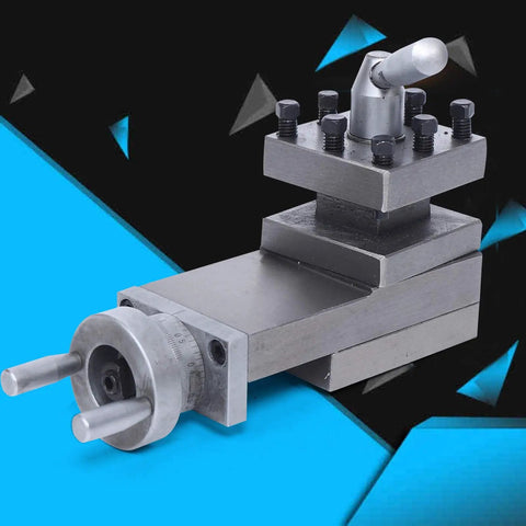 Portable Mini Lathe Tool Post Holder With 90mm Stroke Lightweight Cast Iron Build Cross Slide and Tool Post Assembly