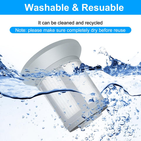 4 Pack Replacement Vacuum Filter Kit for Zing Bagless Canister Vacuums submerged in water showing washability