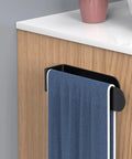 Stainless Steel Self Adhesive Hand Towel Bar For Wall Mount Black Modern Towel Holder That Sticks To Smooth Surfaces No Drills Quick Install