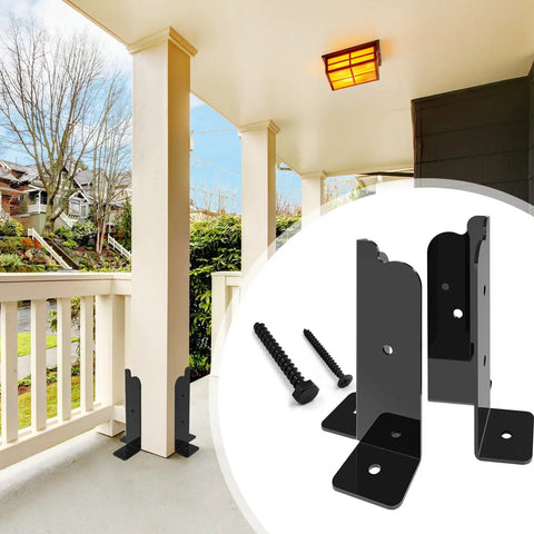 8 Piece Adjustable Deck Post Brackets Set For 2x2, 2x4, 4x4 And 6x6 Posts Fits Fence, Pergola, And Mailbox Support In Matte Black Durable Steel Heavy Duty Outdoor Brackets With Easy Install And Weather Resistant Coating