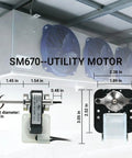 Universal Blower Motor Kit for 670 Series HVAC Units, 3000 RPM, 120V Replacement details with measurements and dual fans.