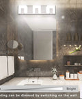 Three Lights Dimmable Modern LED Vanity Light For Bathroom Up And Down Wall Mount Frosted White Acrylic Chrome Finish View